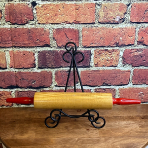 Vintage Farmhouse Rolling Pin with Red Handles